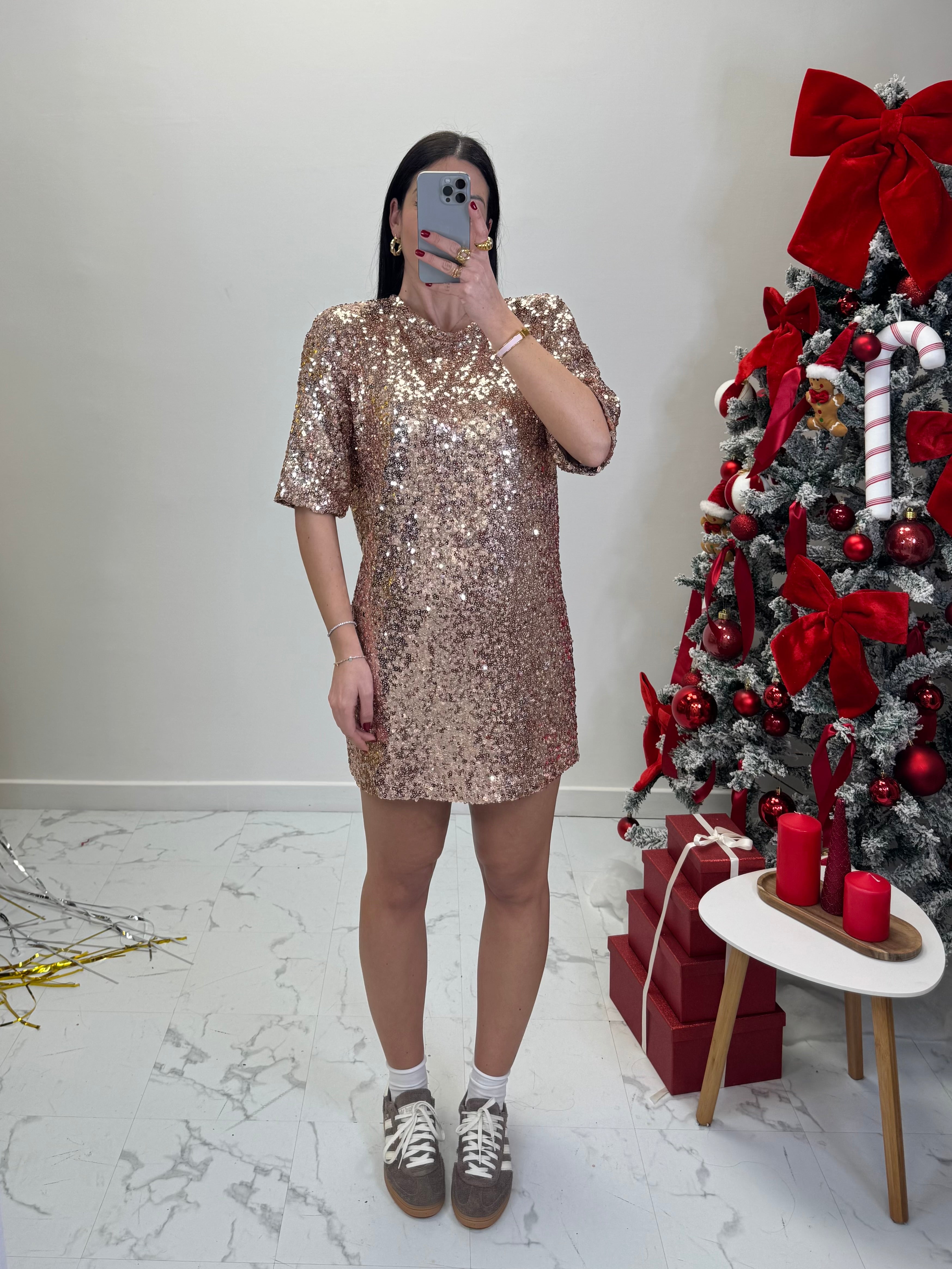 MINI DRESS FULL PAILLETTES MANICA CORTA*ST