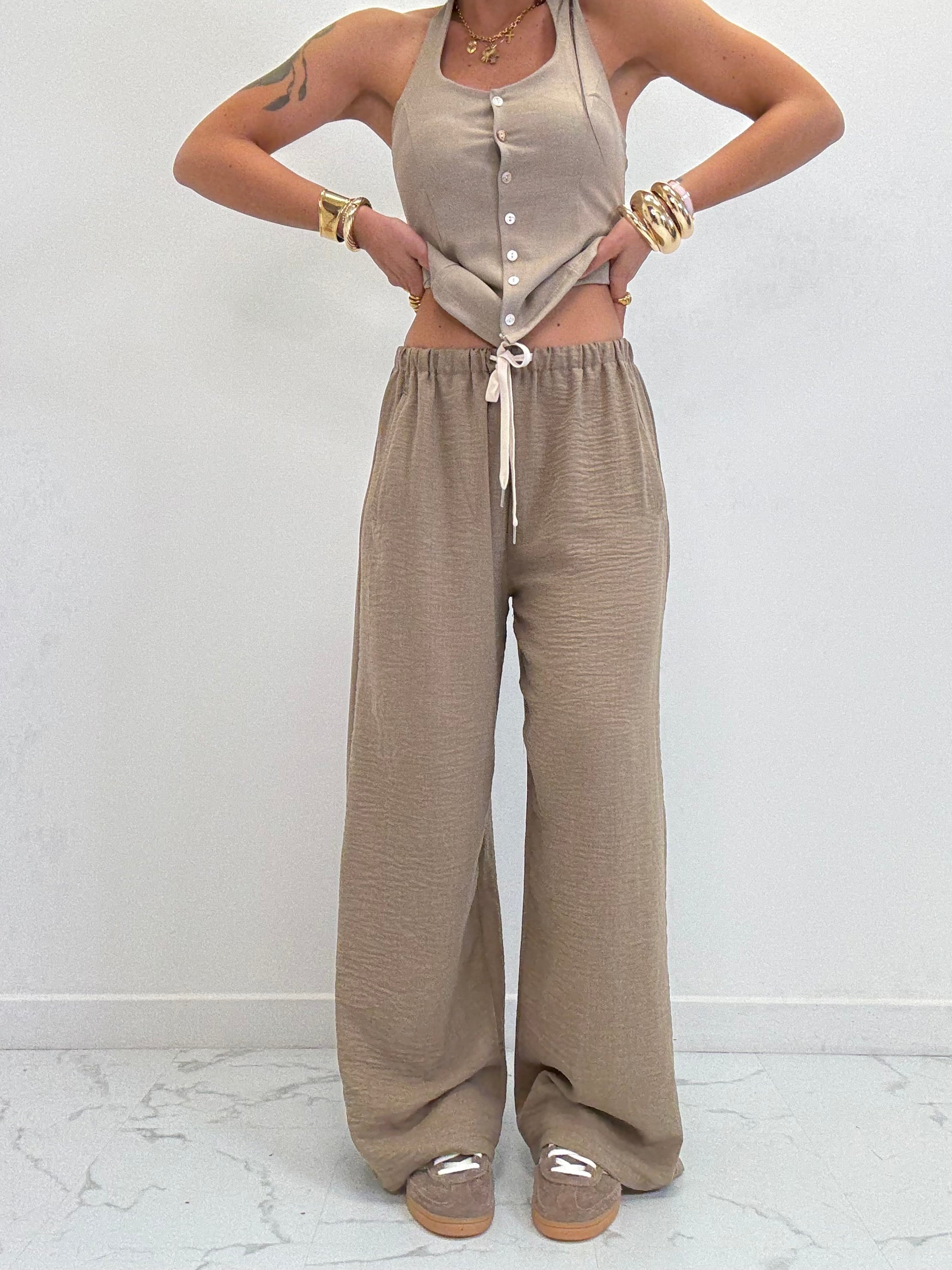 PANTALONE PALAZZO IN CREPE' CON COULISSE 5986