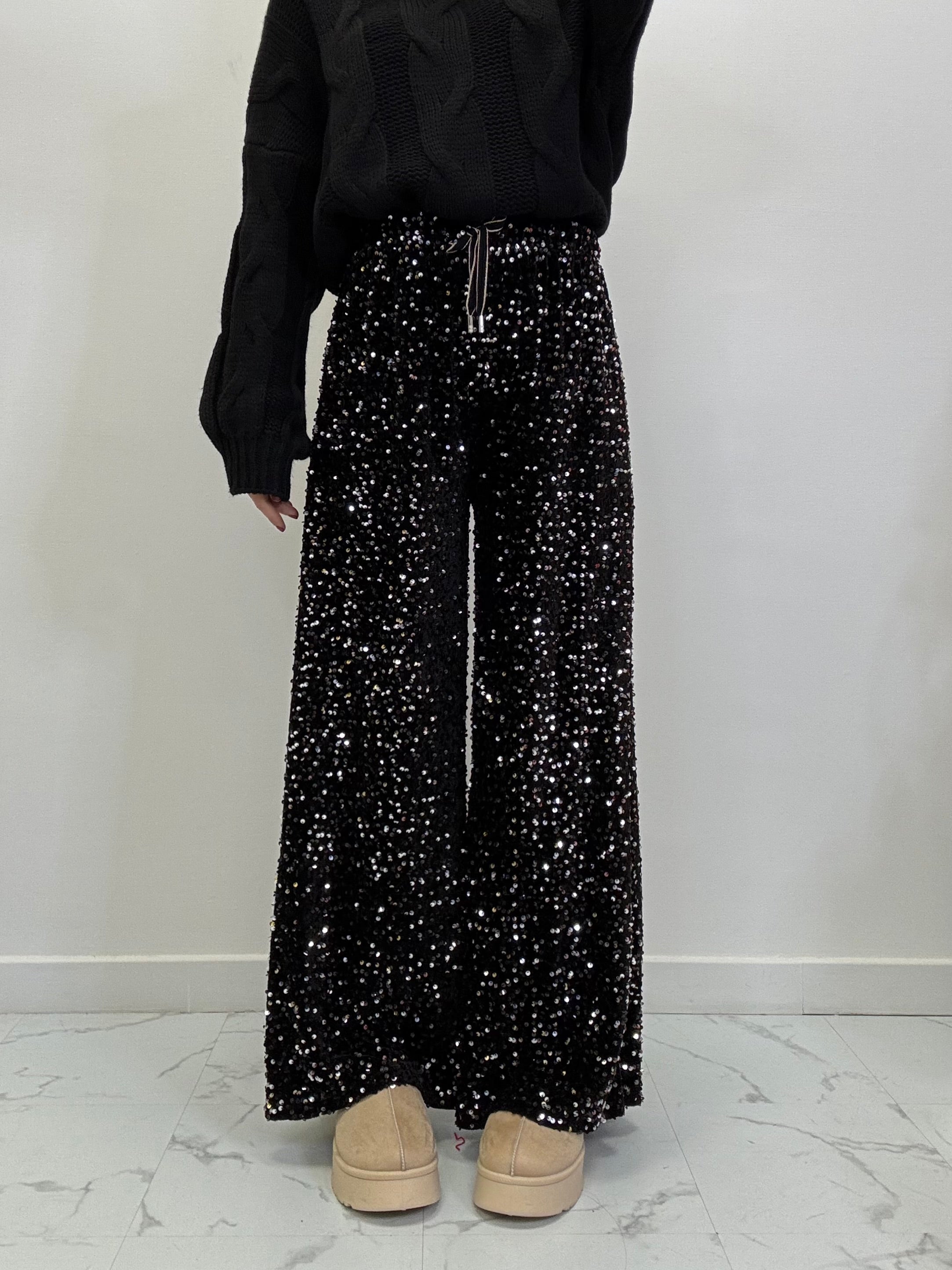 PANTALONE PALAZZO CINIGLIA FULL PAILLETTES