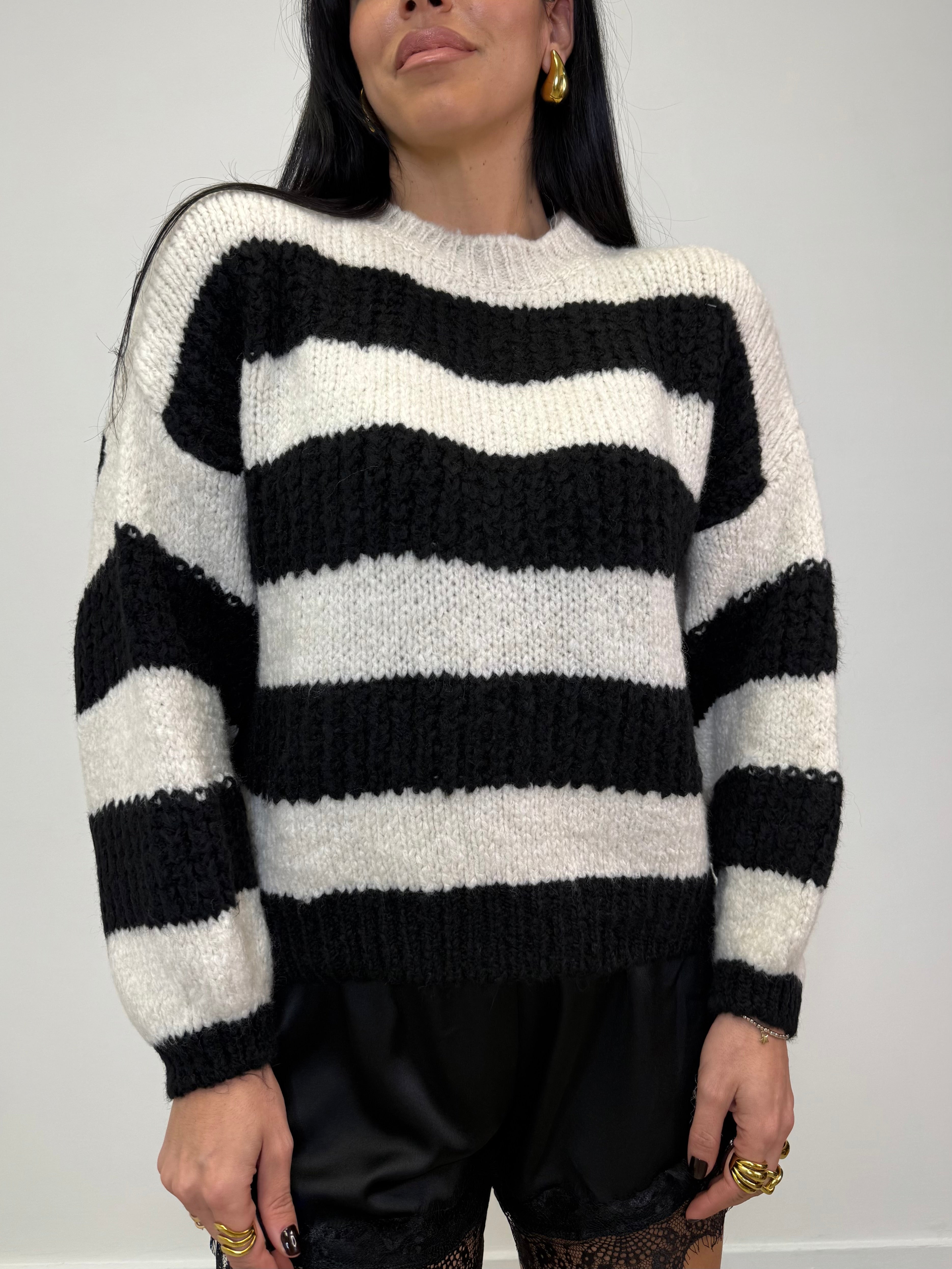 MAGLIONE EFFETTO LANA RIGATO 020