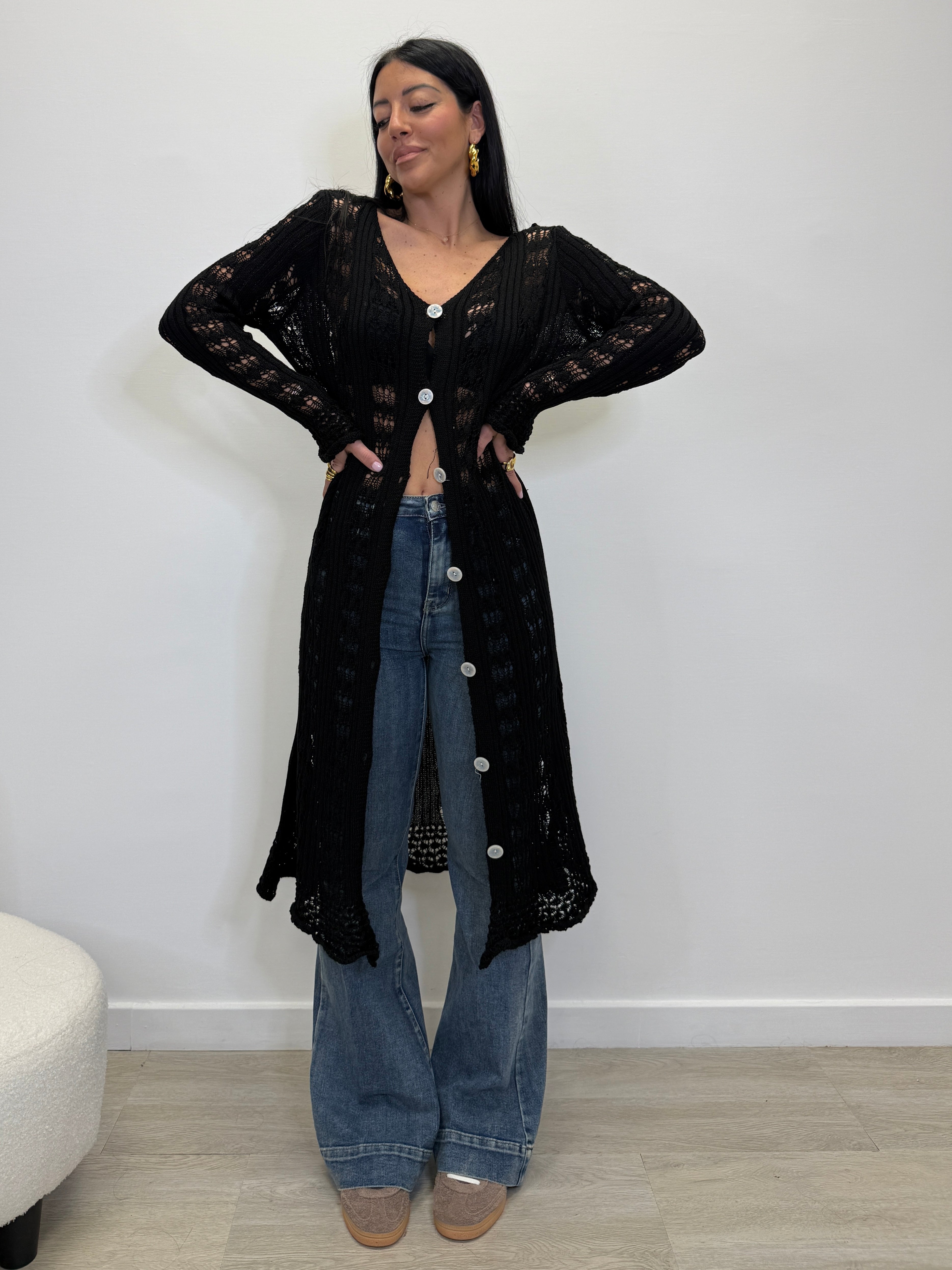 CARDIGAN LUNGO IN FILO 26099