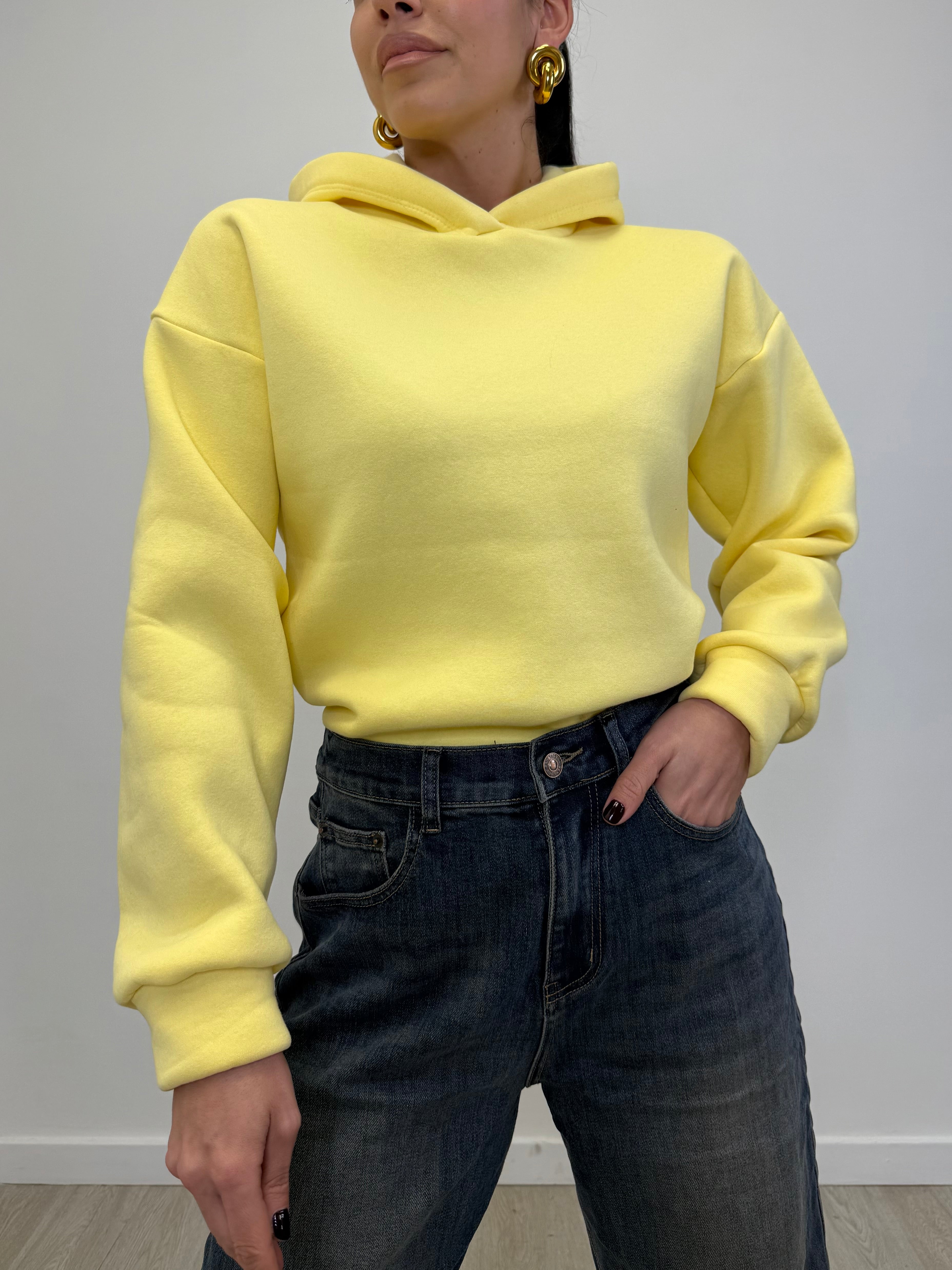 FELPA CON CAPPUCCIO TAGLIO VIVO 9907