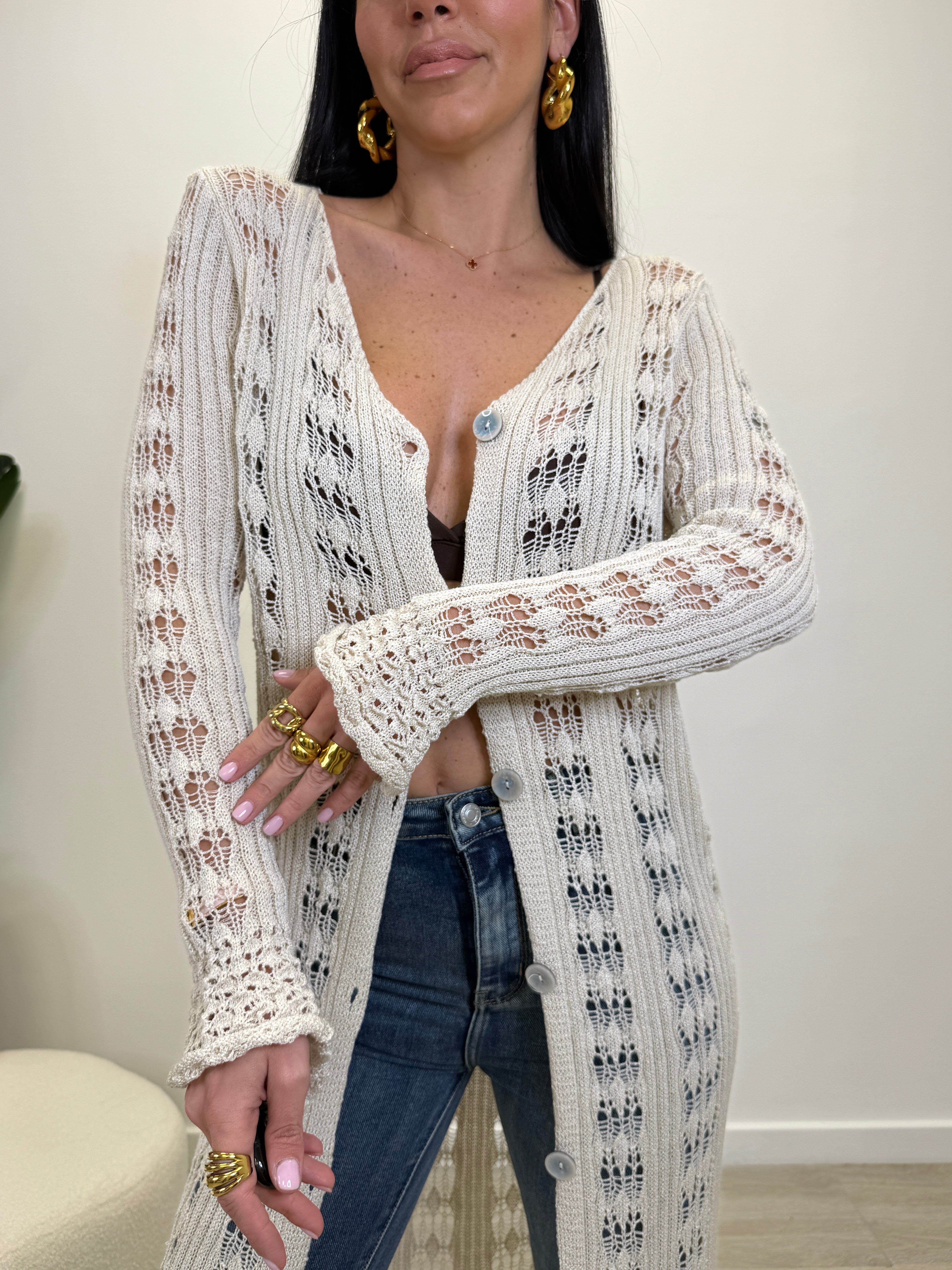 CARDIGAN LUNGO IN FILO 26099