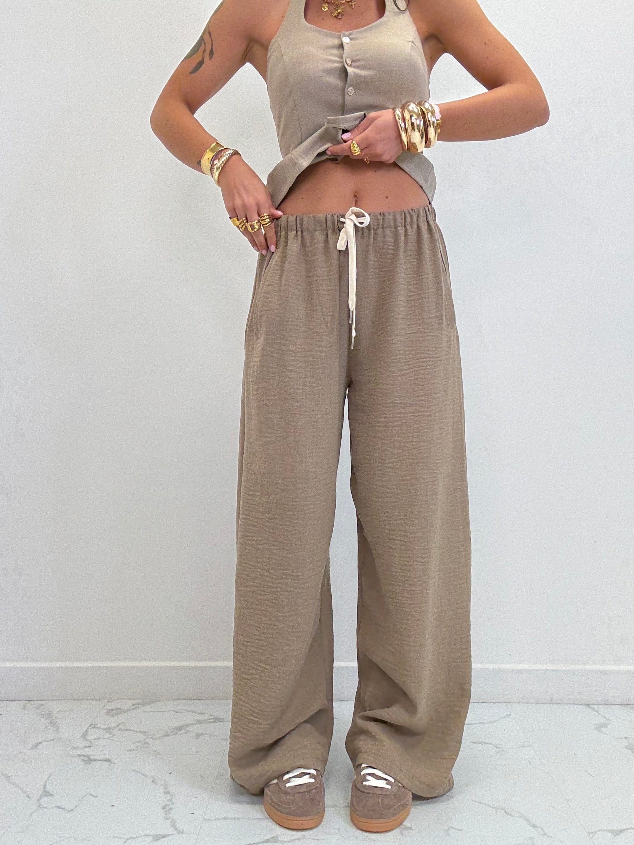 PANTALONE PALAZZO IN CREPE' CON COULISSE 5986
