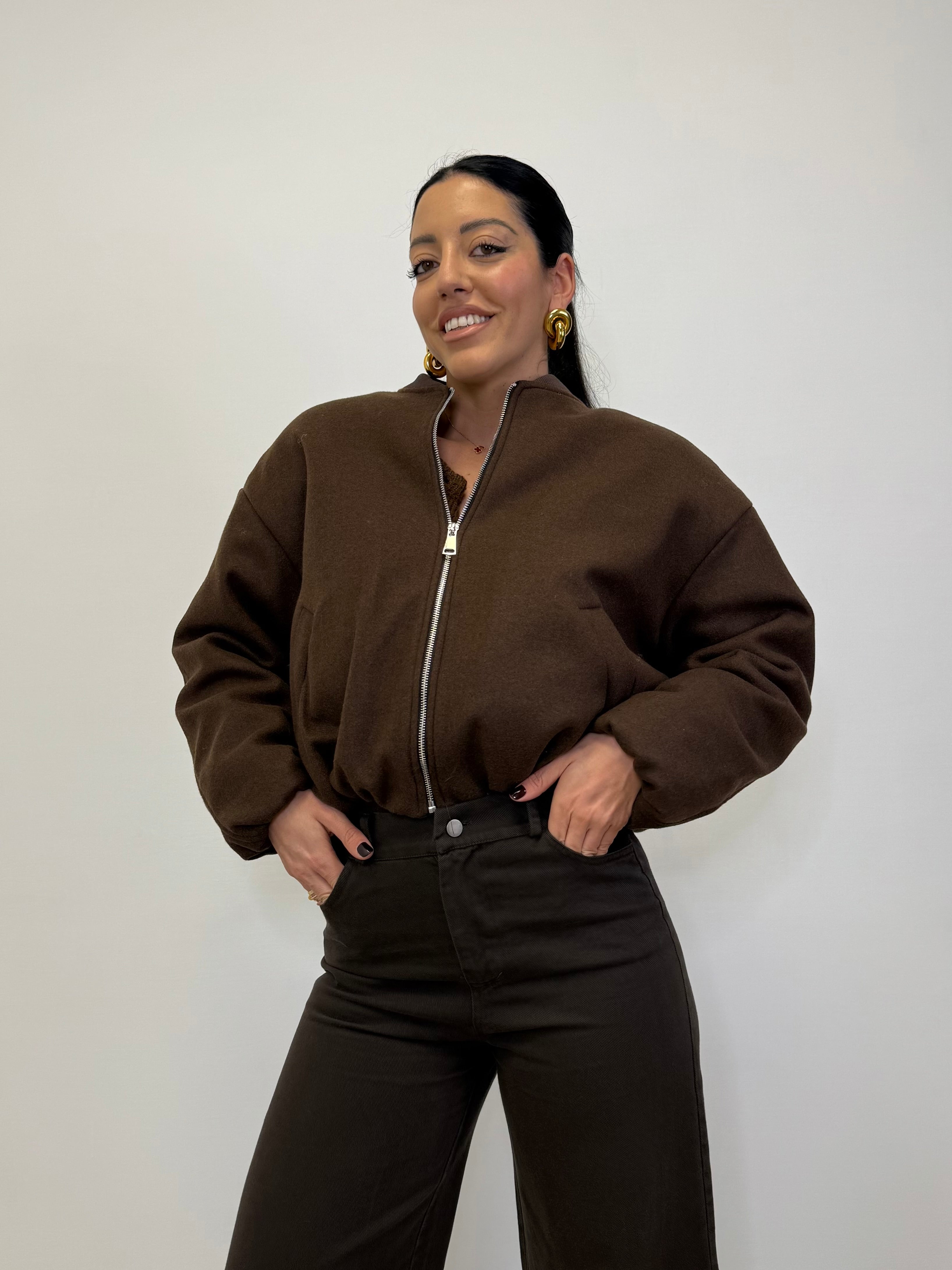 BOMBER PUFFER IN PANNO CON ZIP 6809