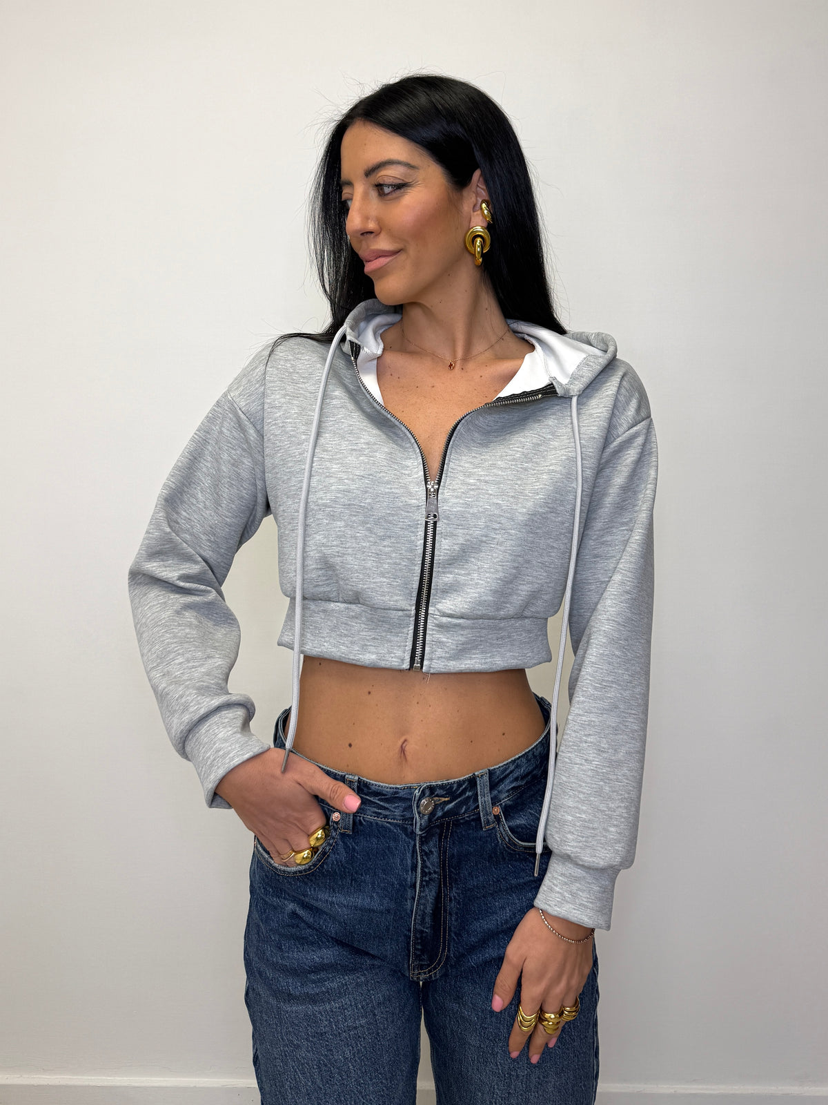 FELPA CROP CON ZIP 5586