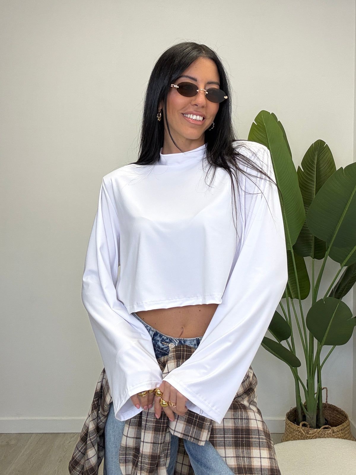 MAGLIA CROP IN LYCRA CON SPALLINE 16815