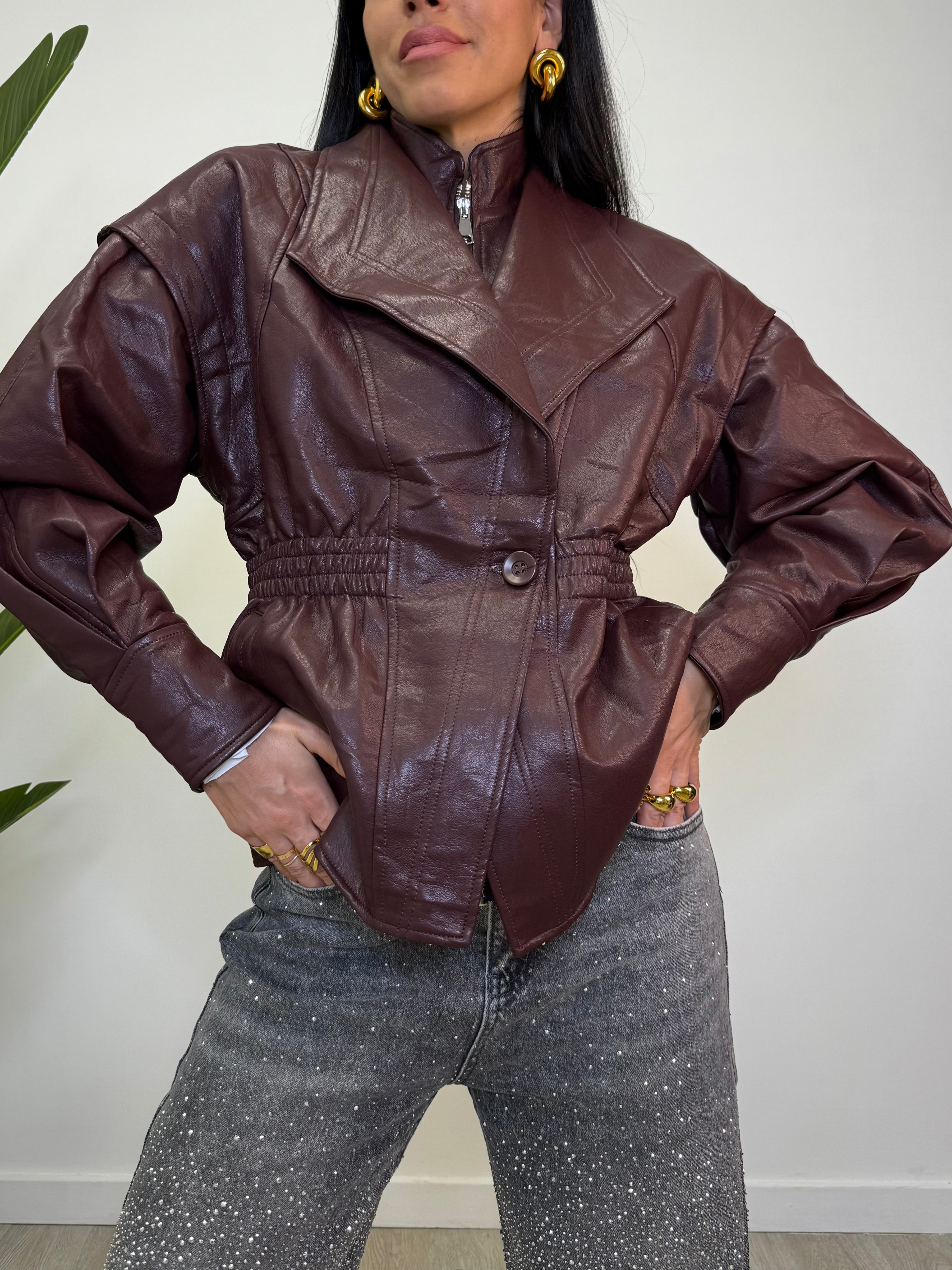 GIACCA CON ELASTICO EFFETTO PELLE 2462