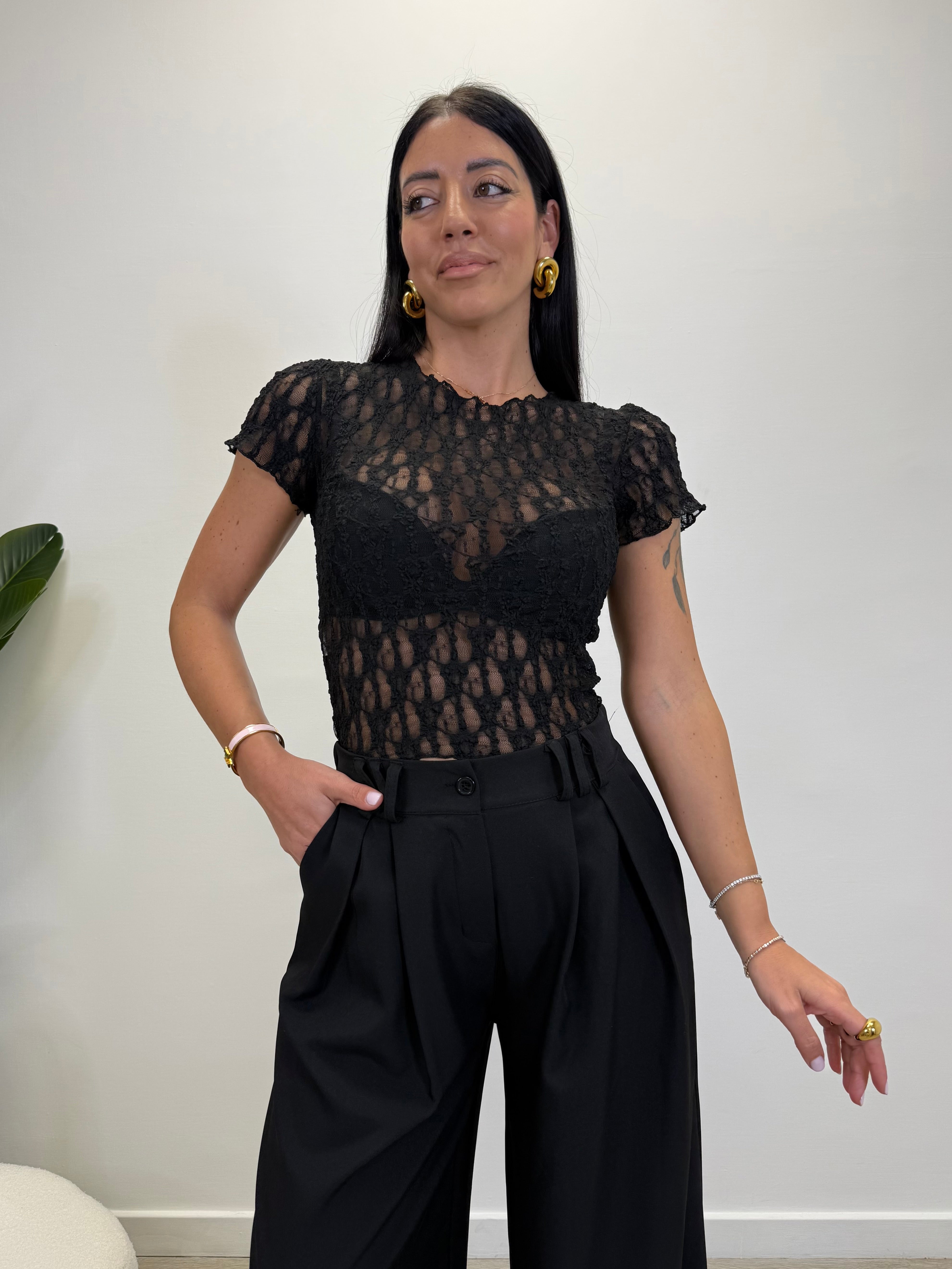 MAGLIA IN PIZZO MANICA CORTA 16648