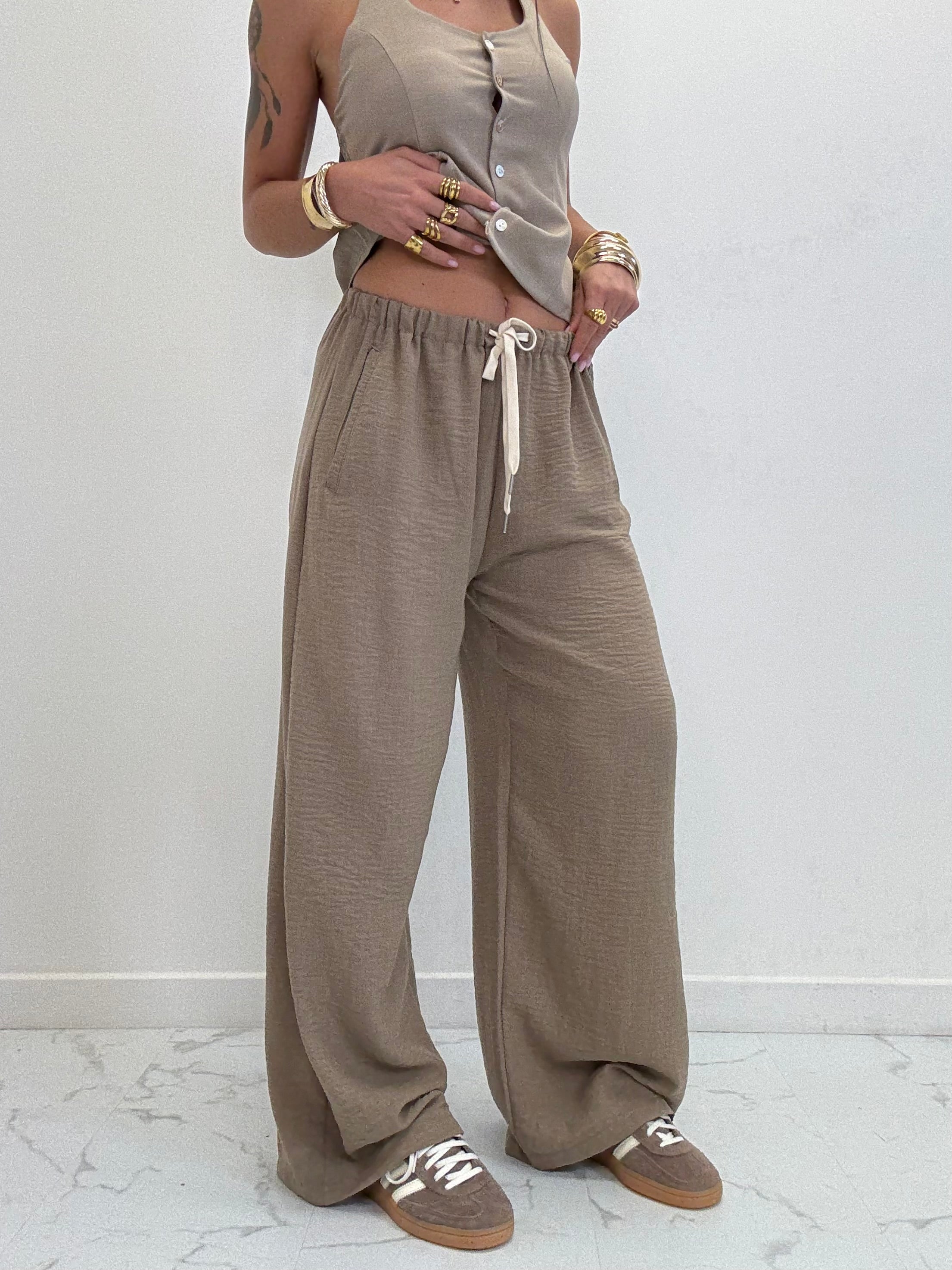 PANTALONE PALAZZO IN CREPE' CON COULISSE 5986