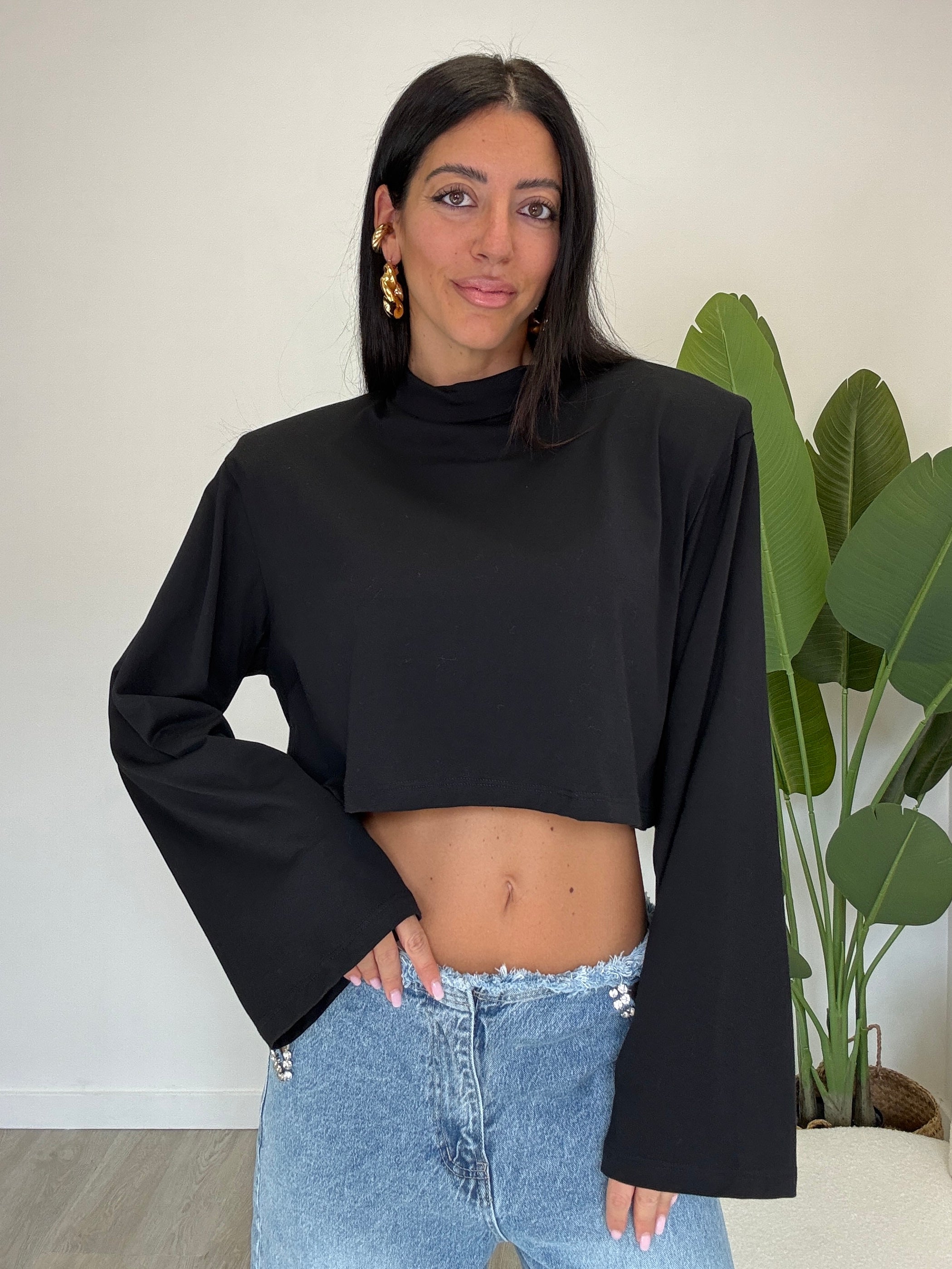 MAGLIA CROP CON SPALLINE 02703