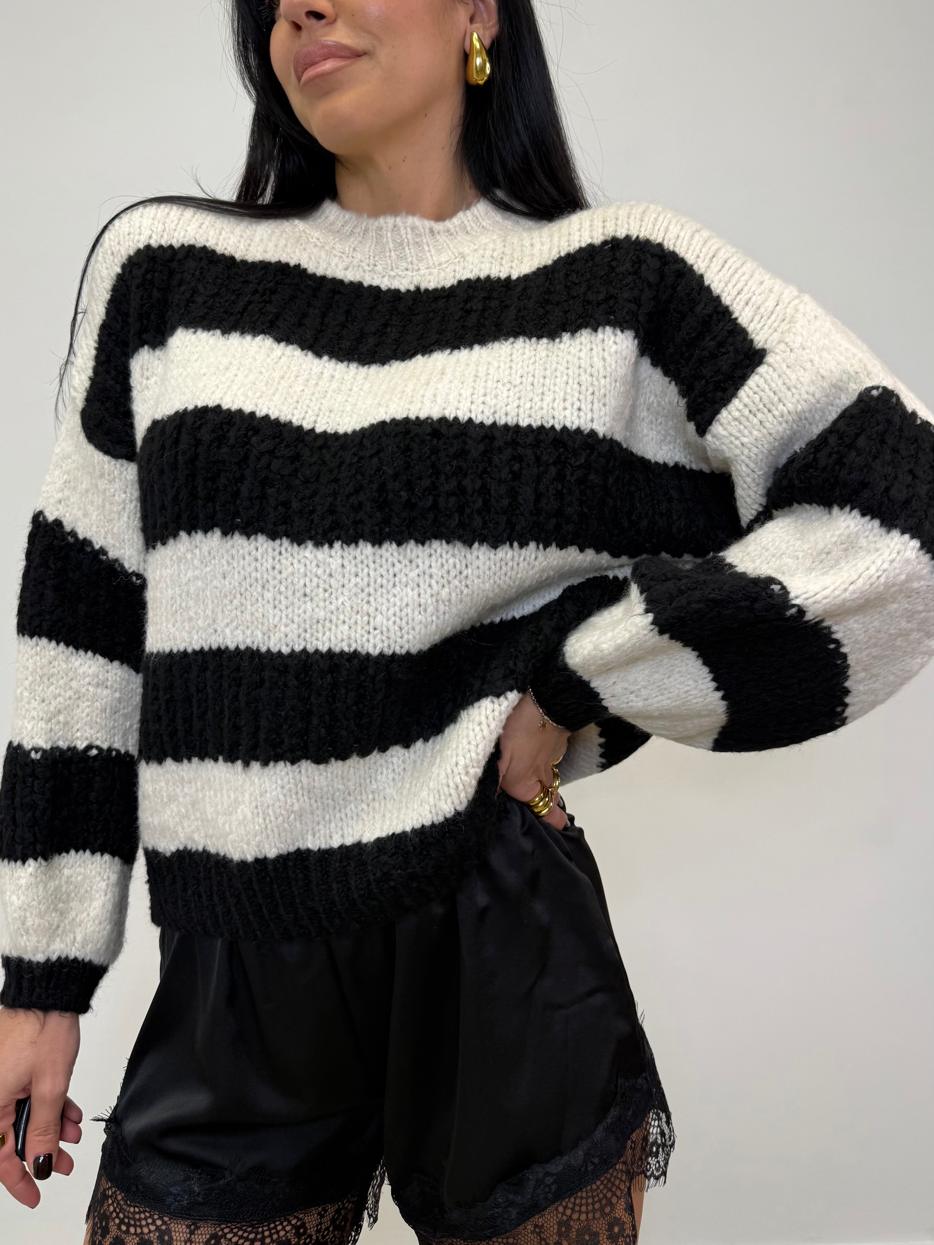 MAGLIONE EFFETTO LANA RIGATO 020