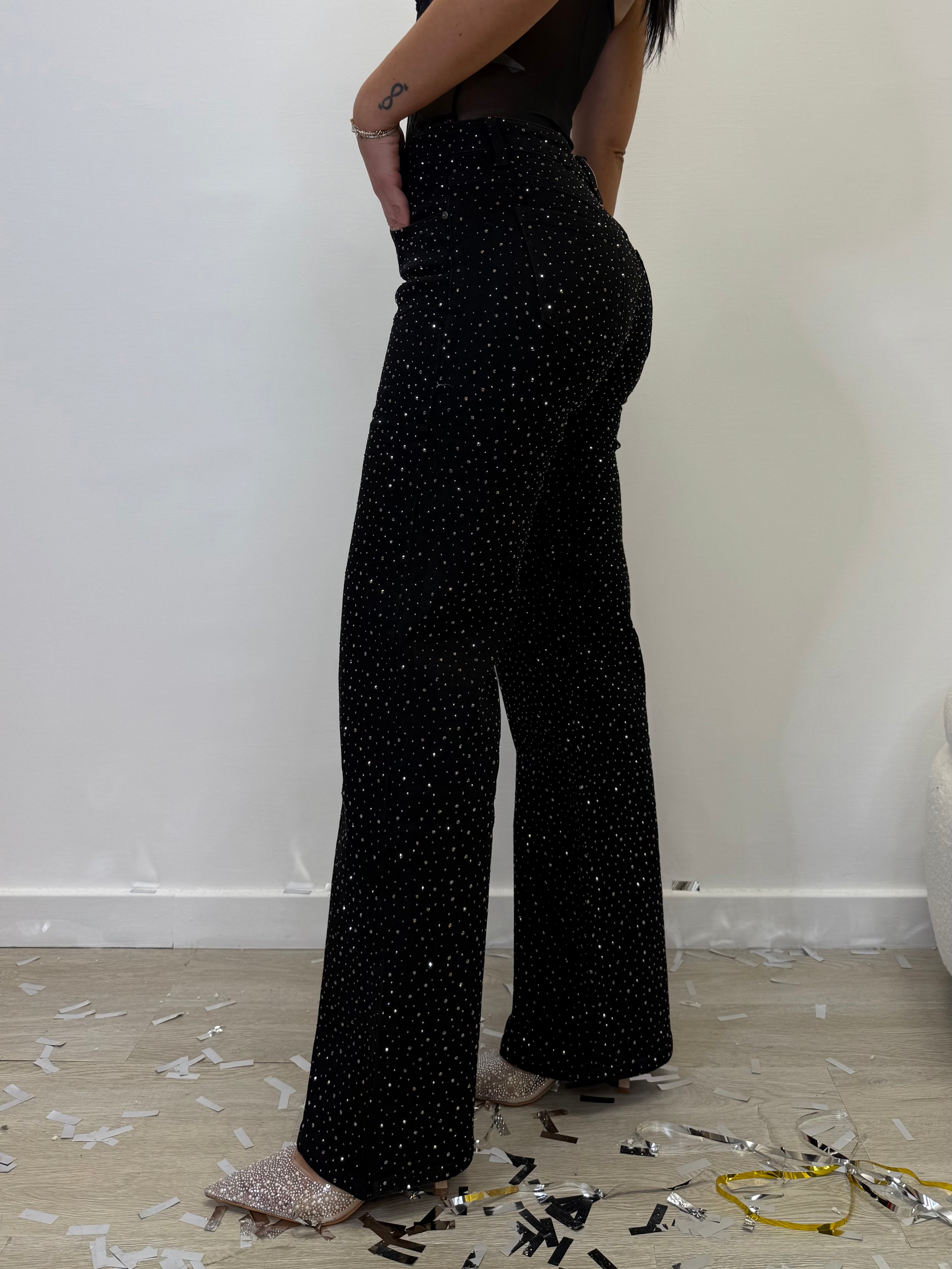 JEANS FULL SWAROVSKI BLACK 1340