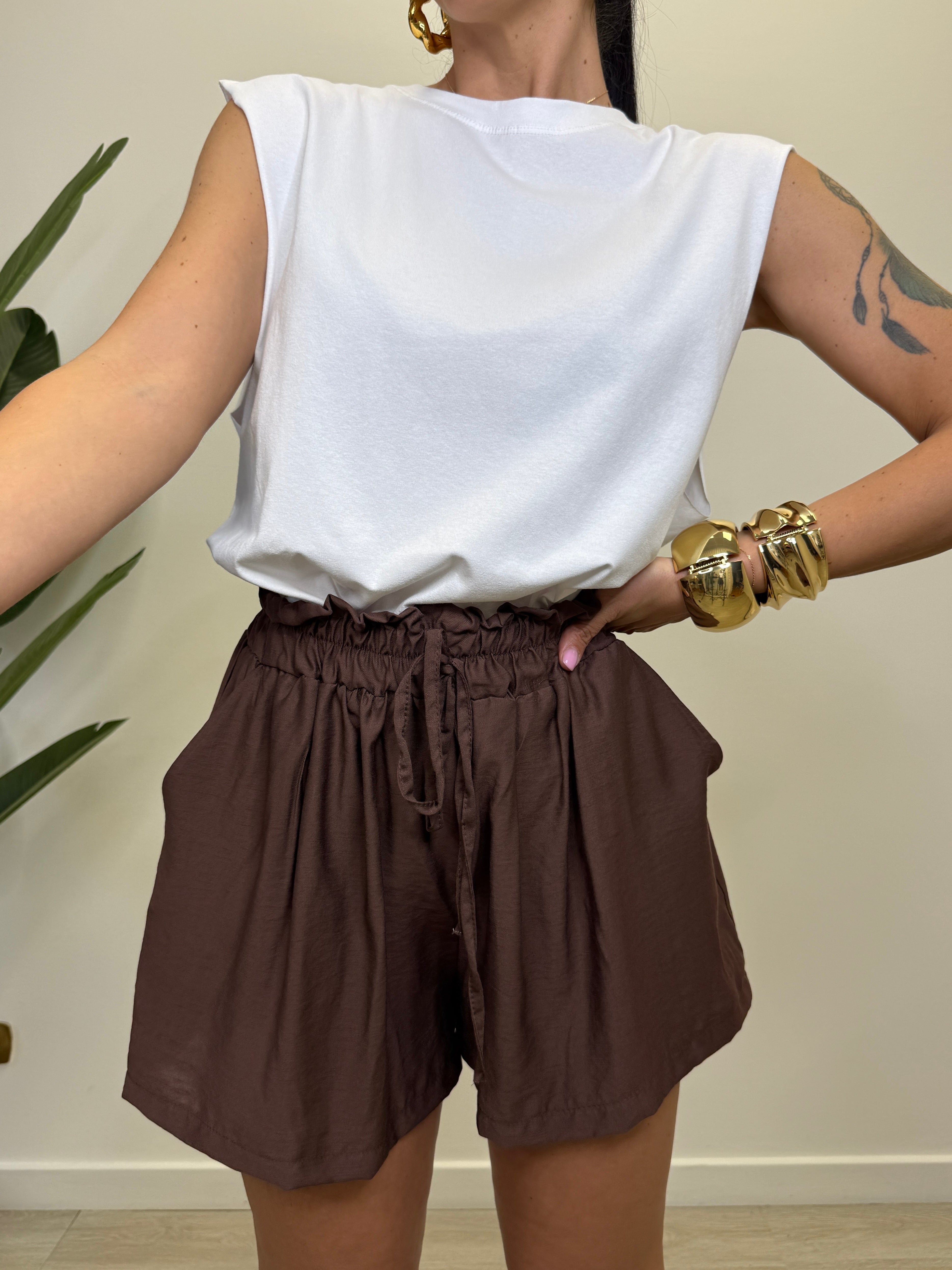SHORT EFFETTO LINO 12433