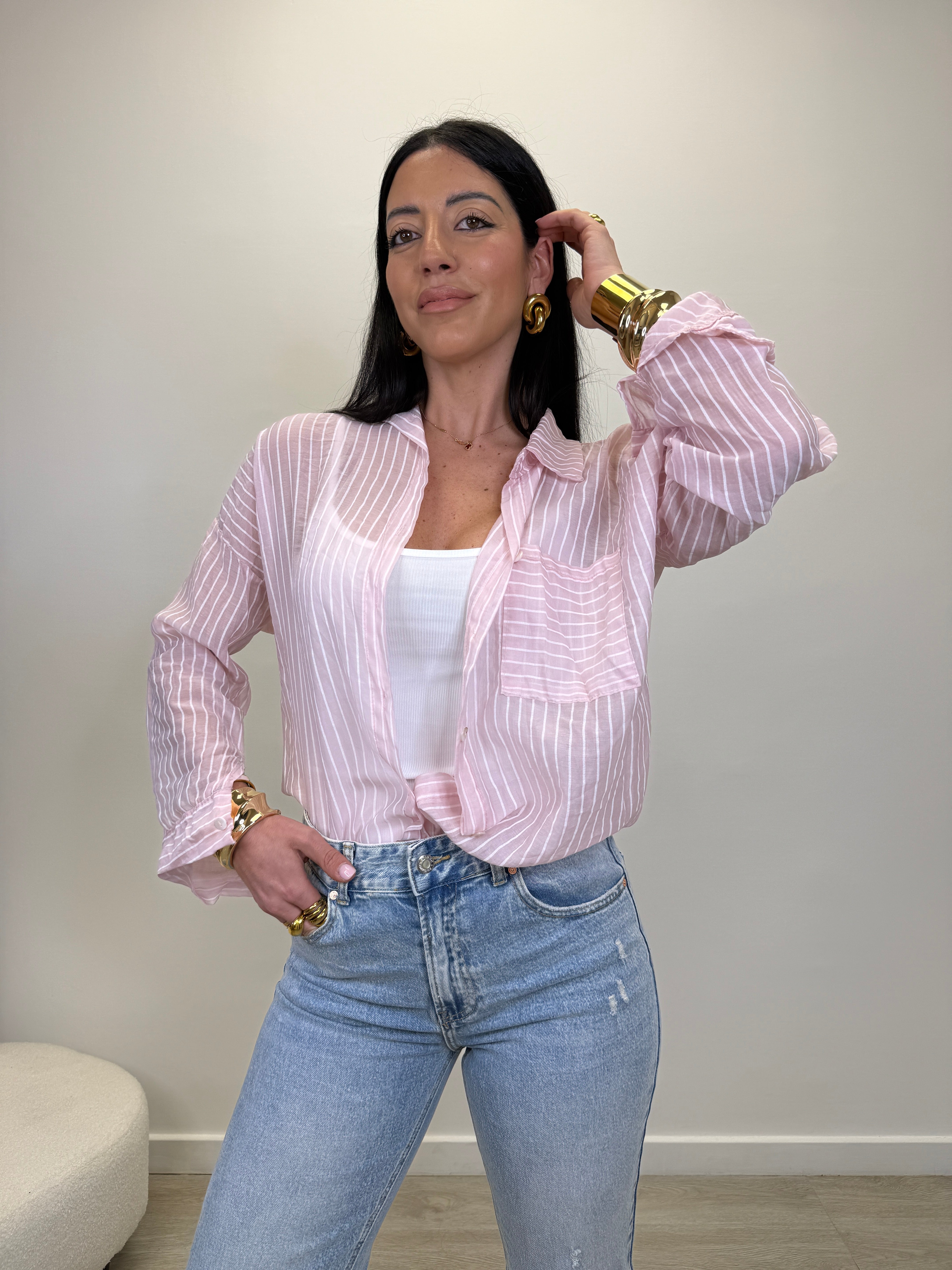 CAMICIA A RIGHE SEMI TRASPARENTE 25135