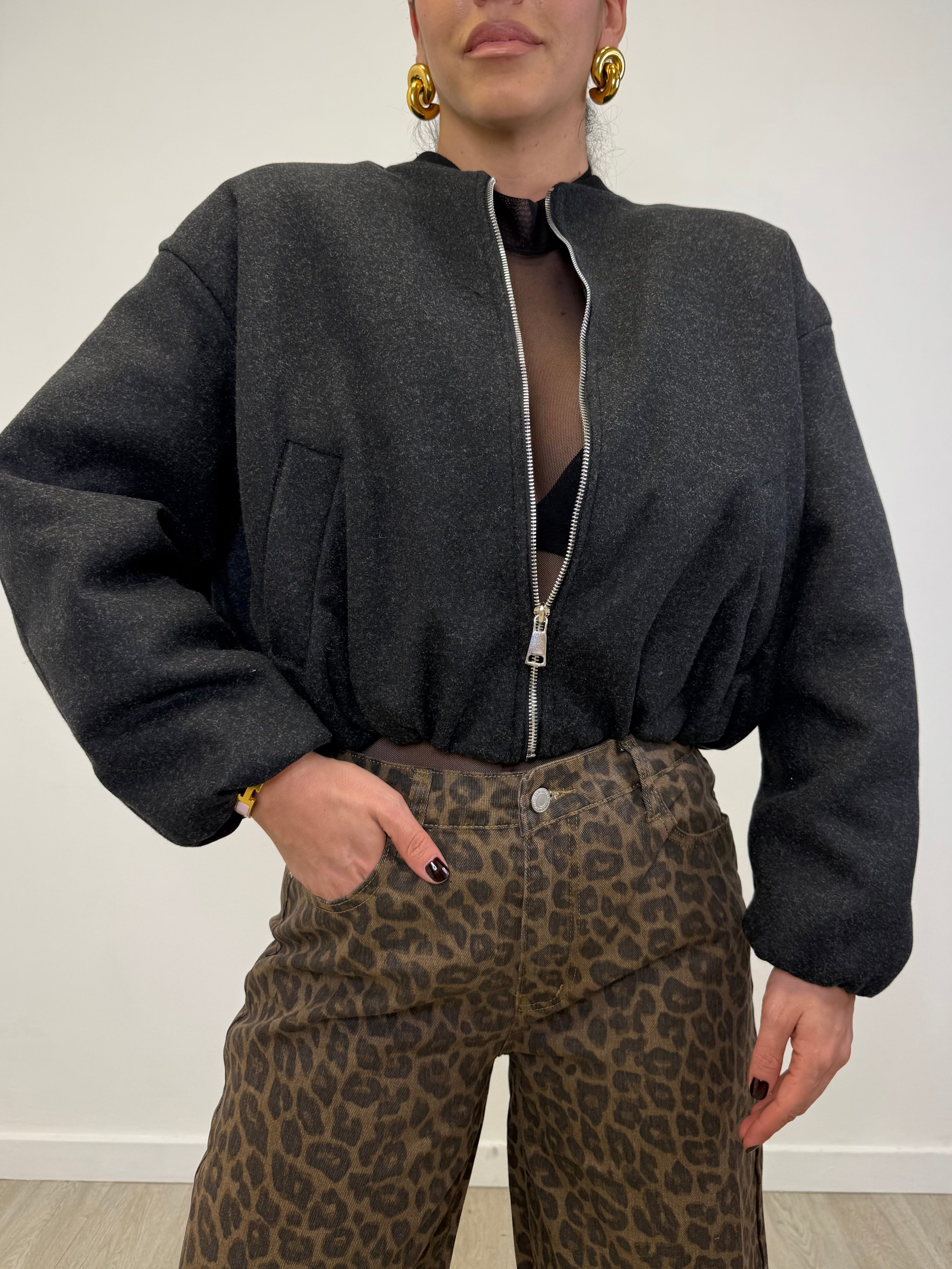 BOMBER PUFFER IN PANNO CON ZIP 6809