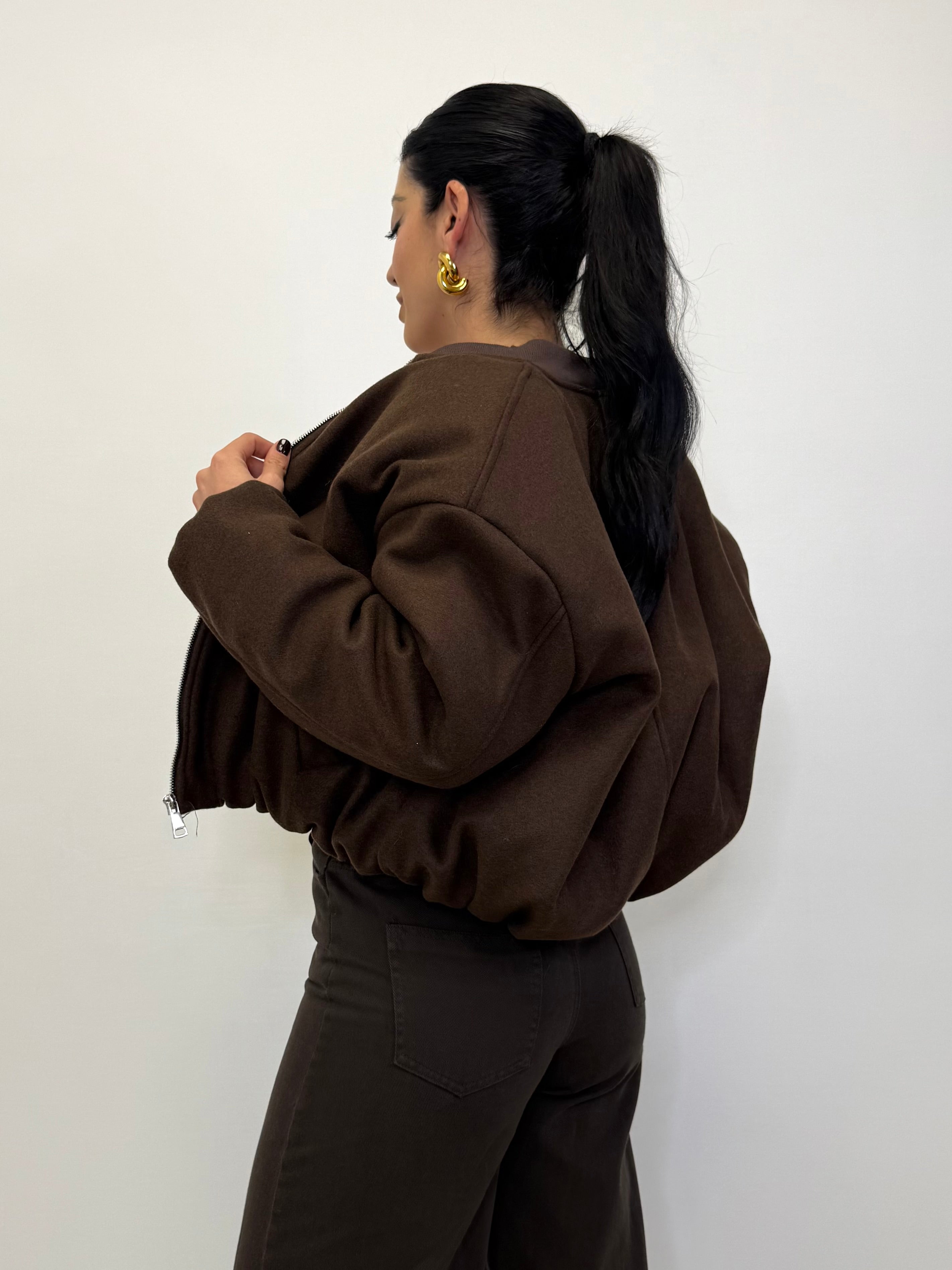 BOMBER PUFFER IN PANNO CON ZIP 6809