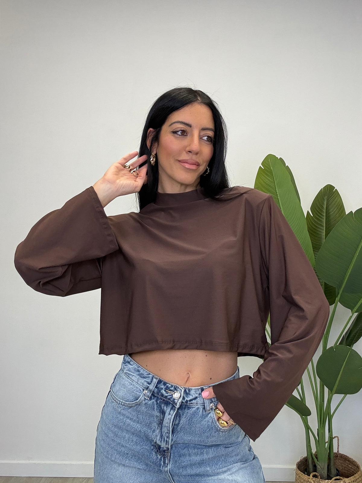 MAGLIA CROP IN LYCRA CON SPALLINE 16815