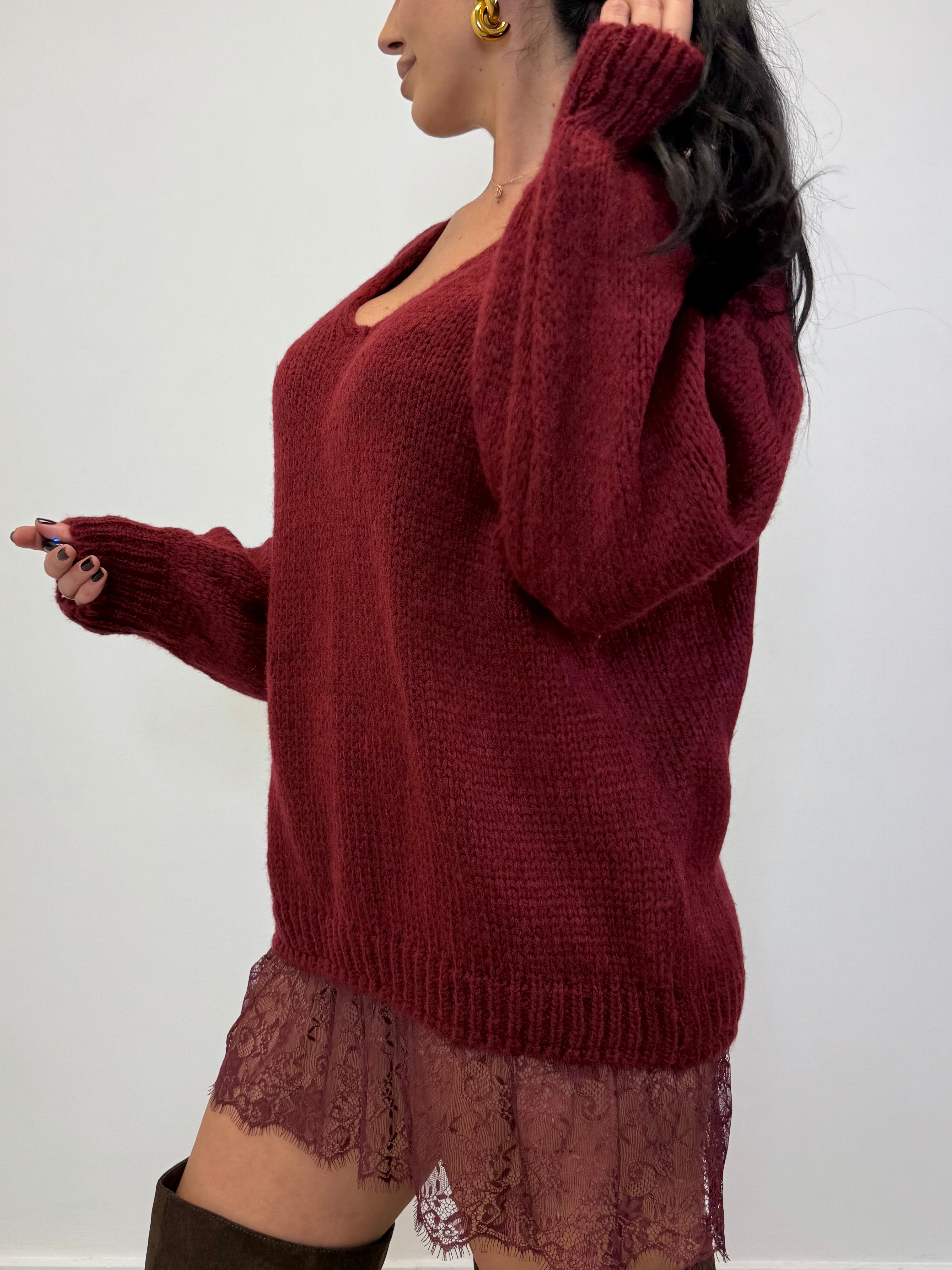 MAXI PULL CON INSERTI IN PIZZO 3368