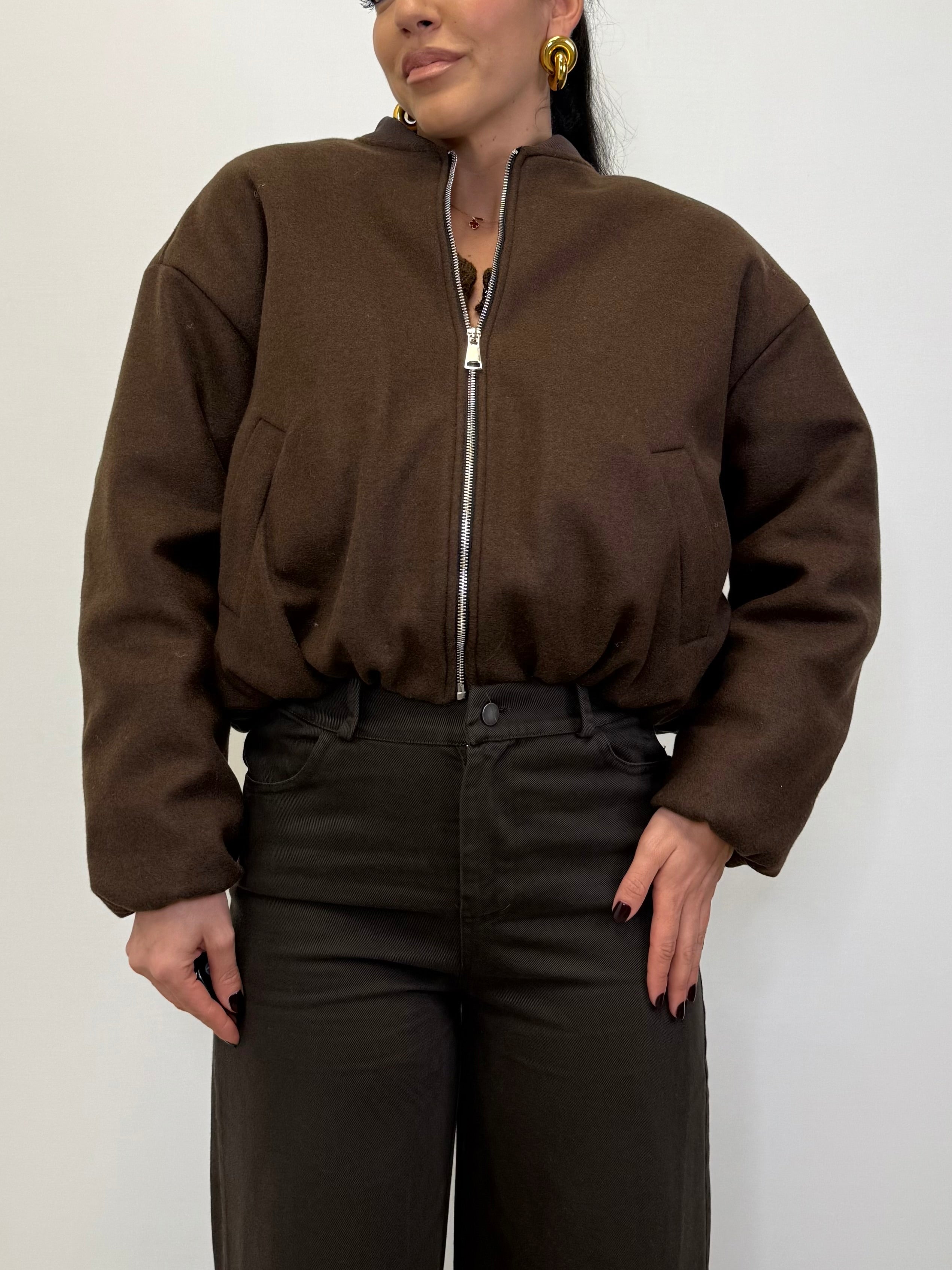 BOMBER PUFFER IN PANNO CON ZIP 6809