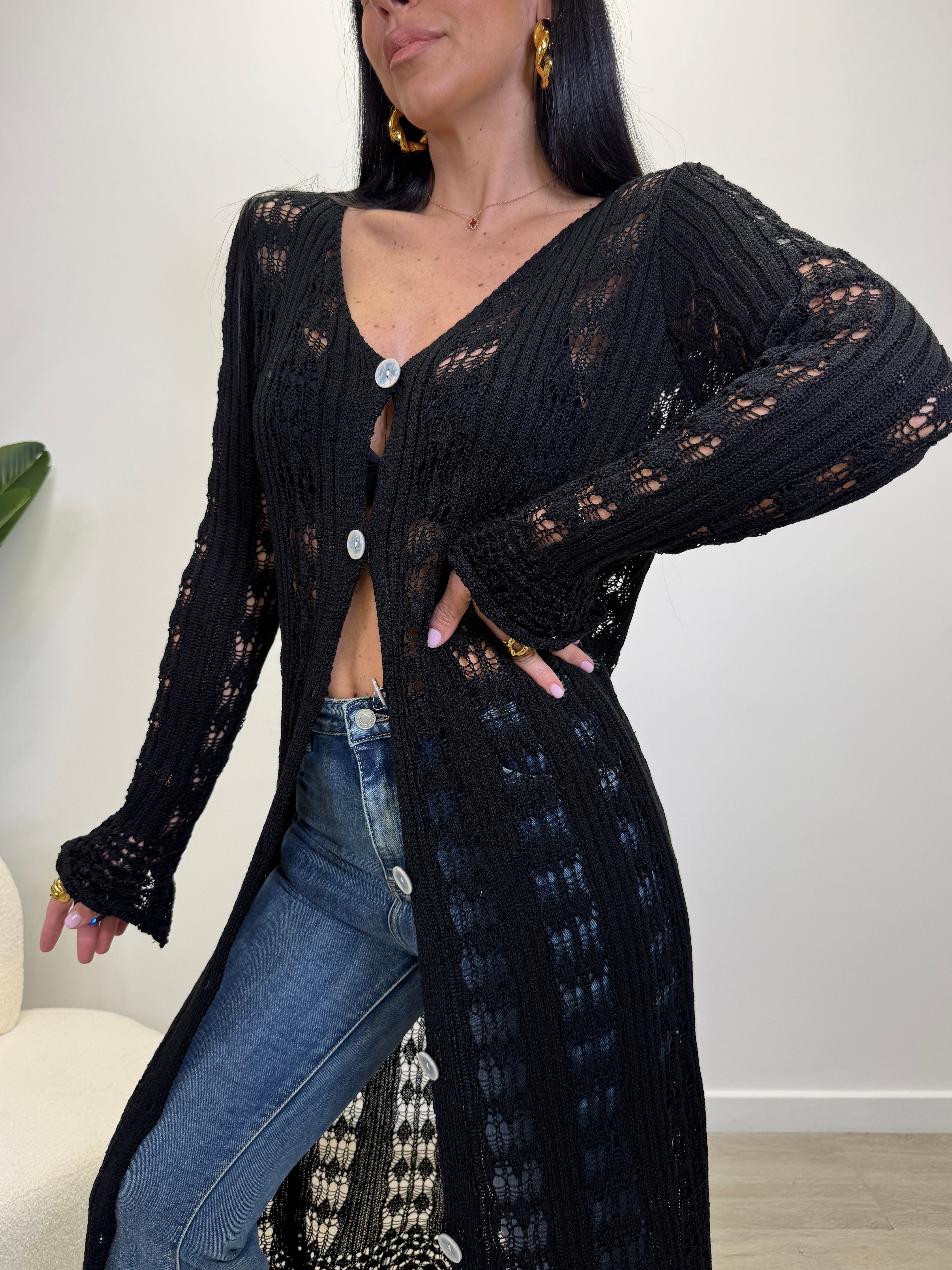 CARDIGAN LUNGO IN FILO 26099